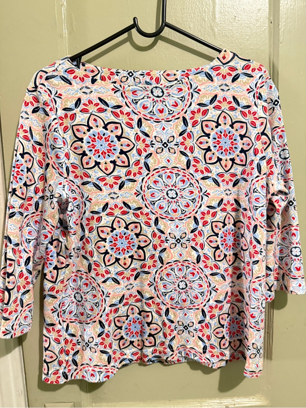 Corky's Barrow Women's Geometric Long Sleeve Top Pink & Blue Large